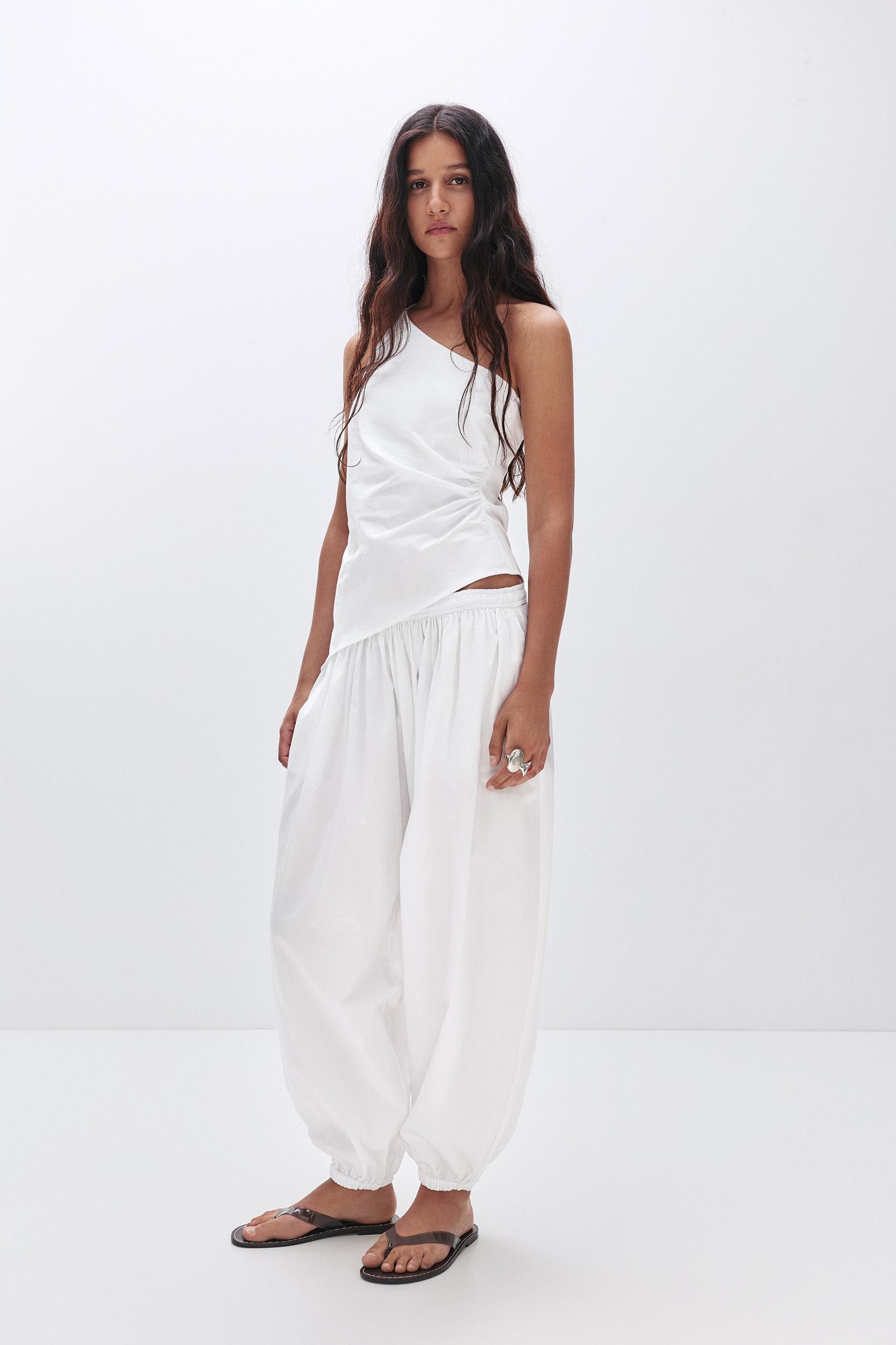 Asymmetric gathered top Product Image