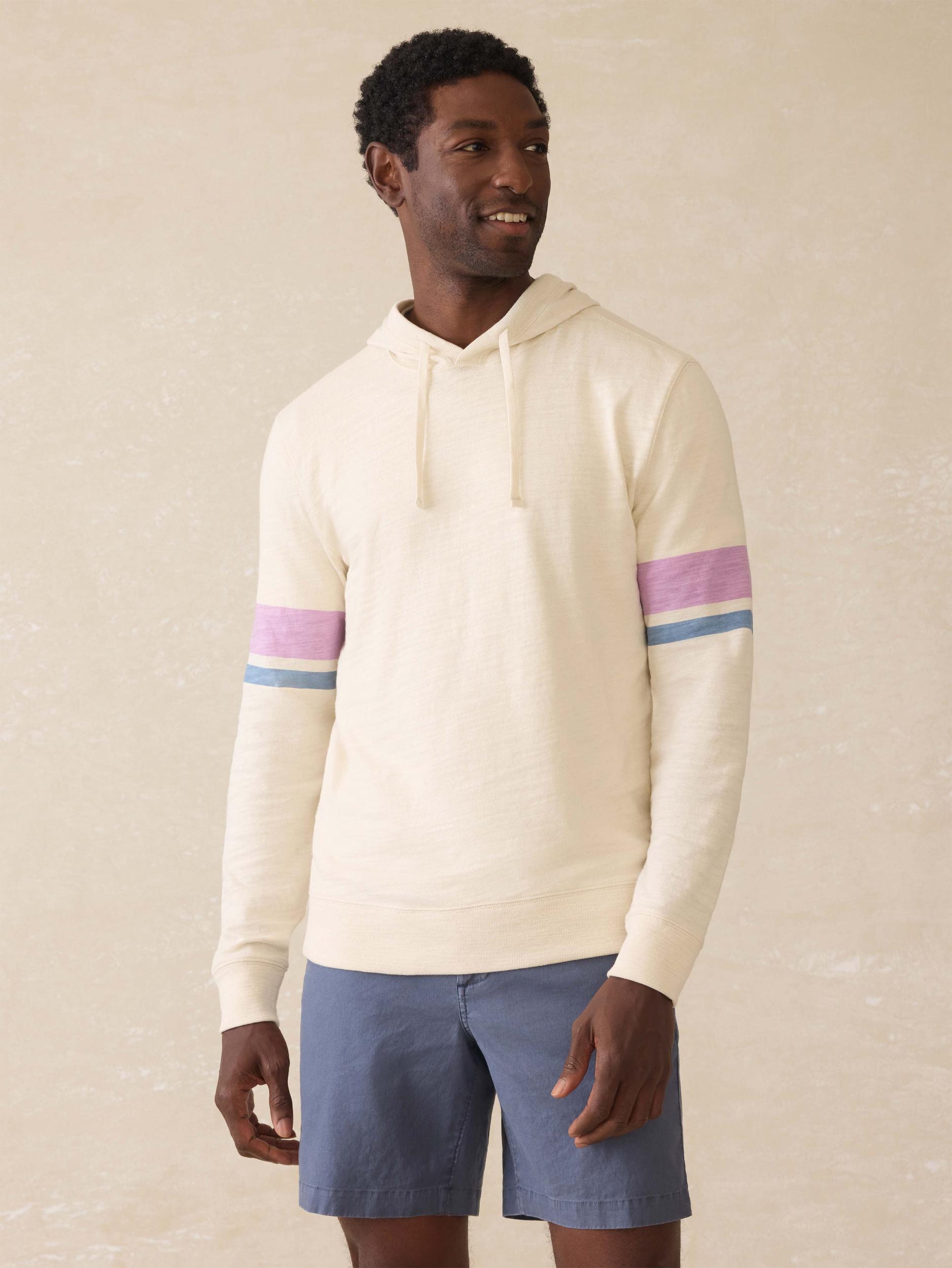 Sunwashed Midweight Organic Hoodie - Cream Dume Stripe Male Product Image
