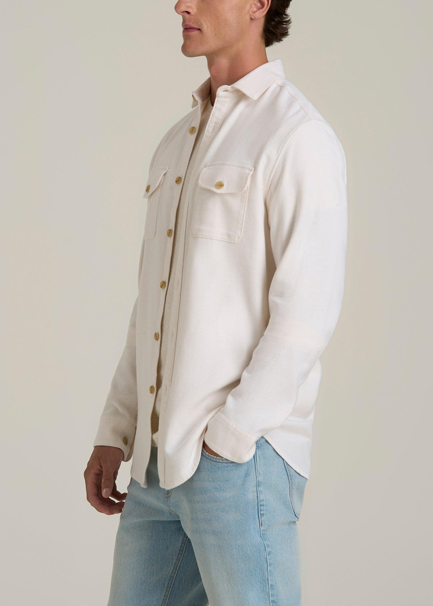 Everyday Comfort Terry Overshirt for Tall Men in White Swan Male Product Image