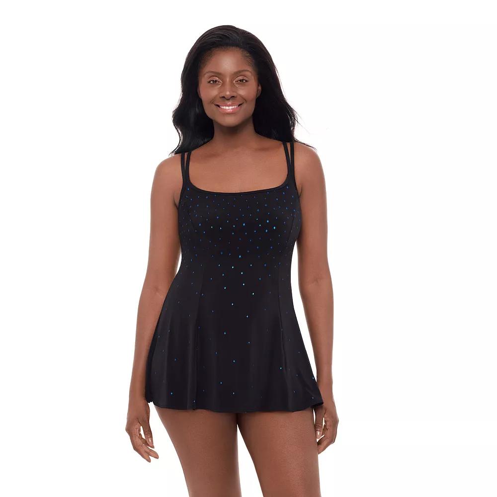 Women's Great Lengths Diamond Galaxy Princess Seam Swimdress One-Piece Swimsuit, Size: 12 Product Image