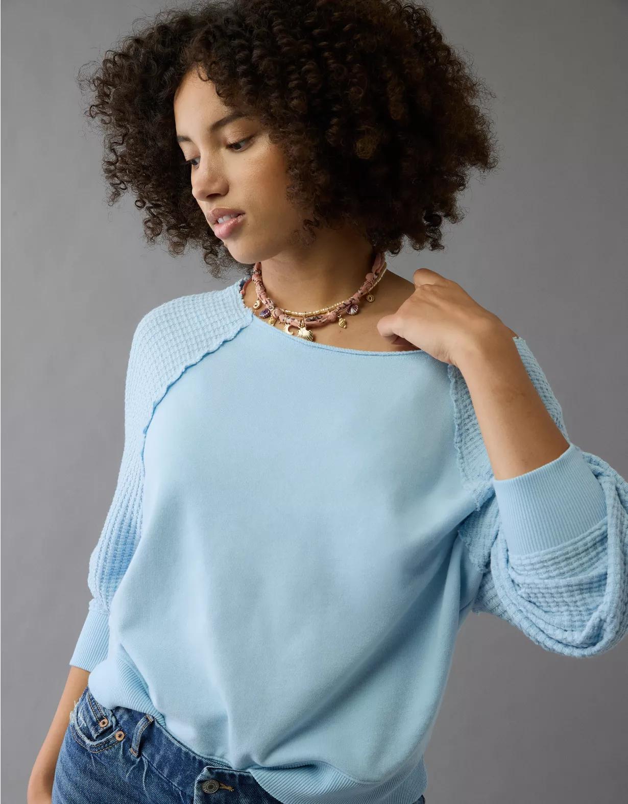 AE Mixed Knit Sweatshirt Product Image