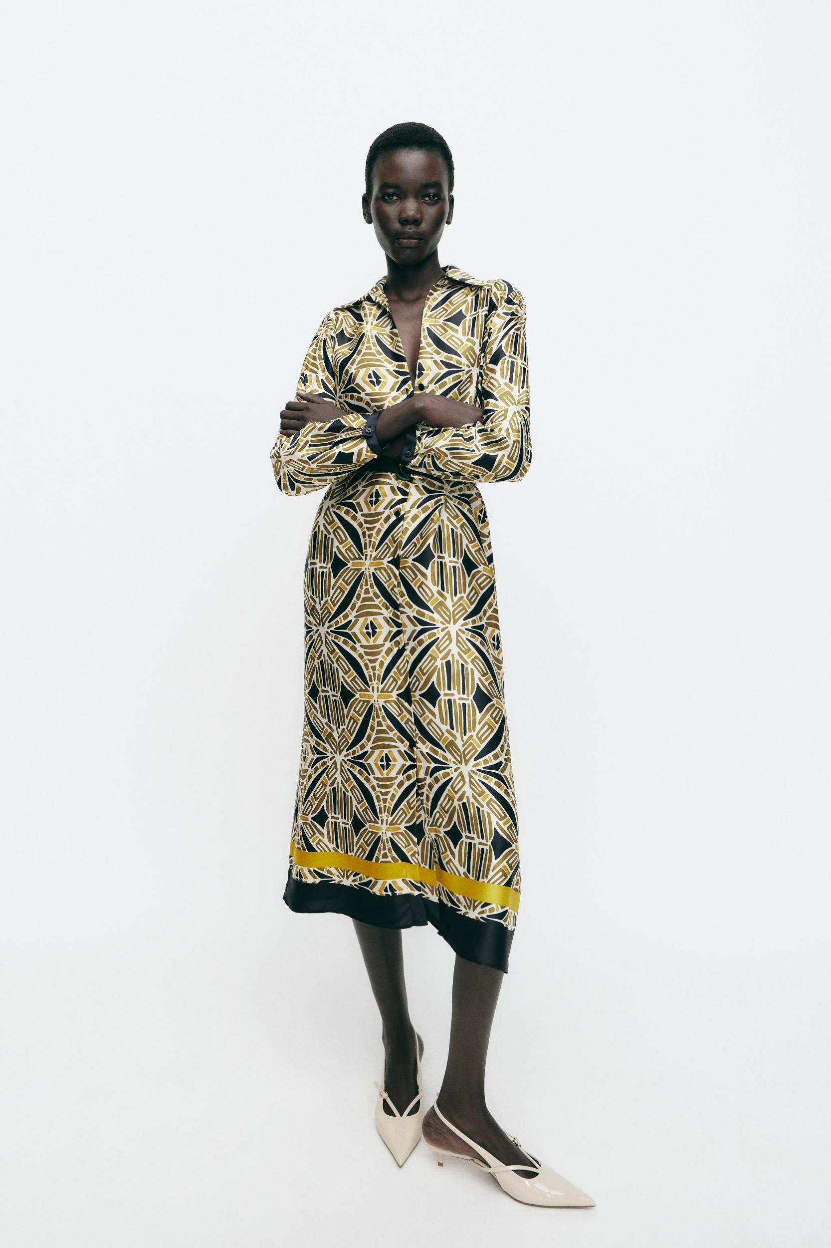 BELTED PRINTED DRESS Product Image