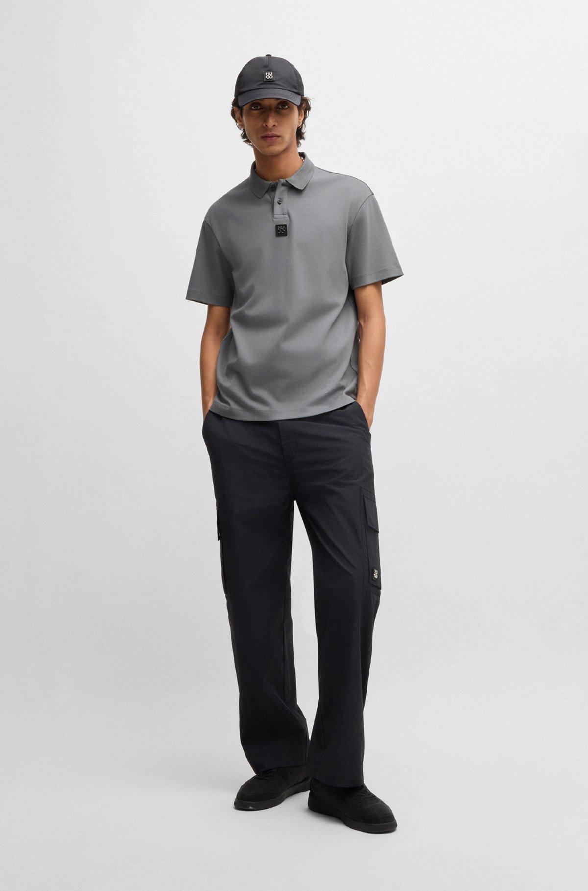Interlock-cotton polo shirt with stacked logo Product Image