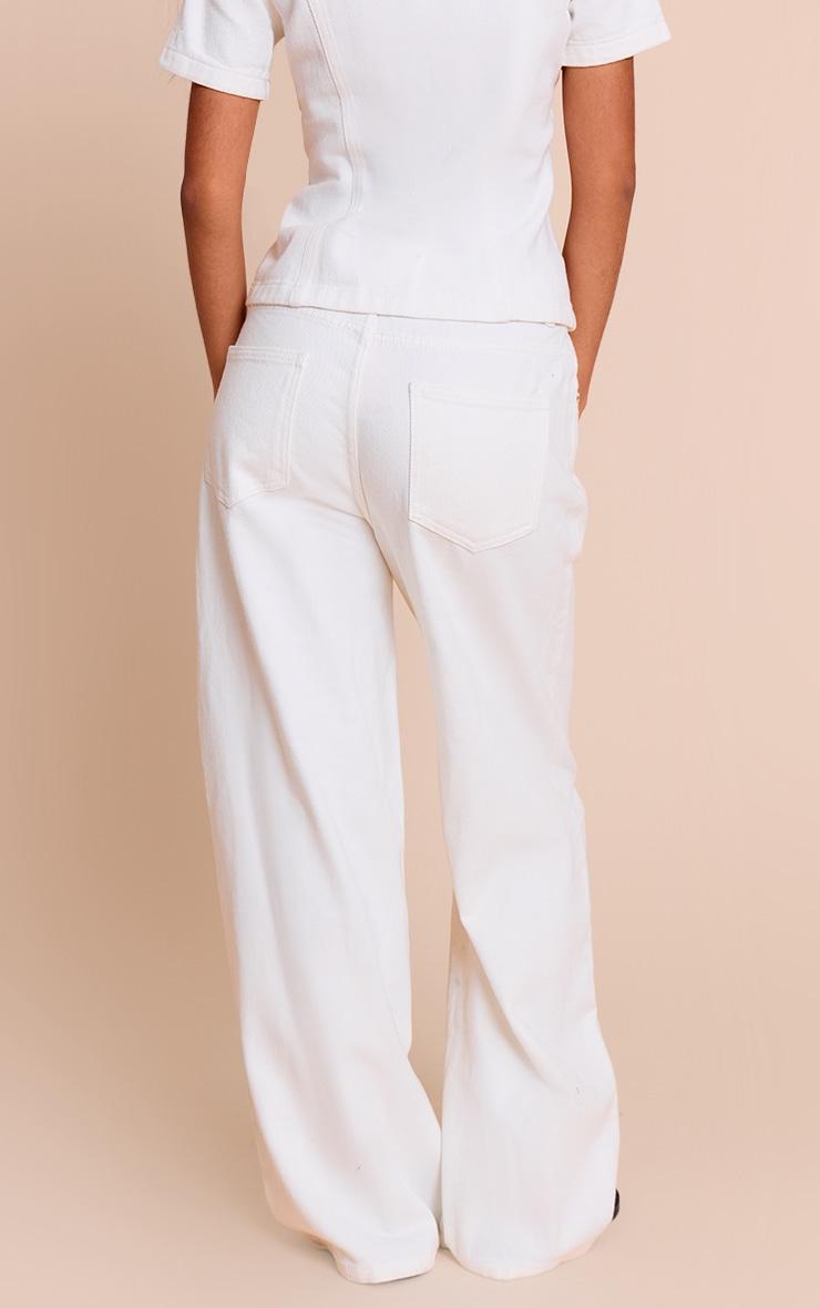  Petite White Mid Rise Straight Leg Jeans Product Image