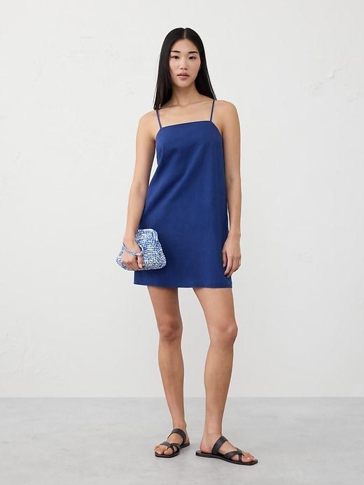 Linen-Blend Strappy Mini Dress Product Image