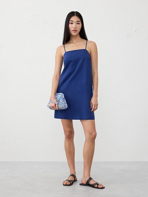 Linen-Blend Strappy Mini Dress Product Image