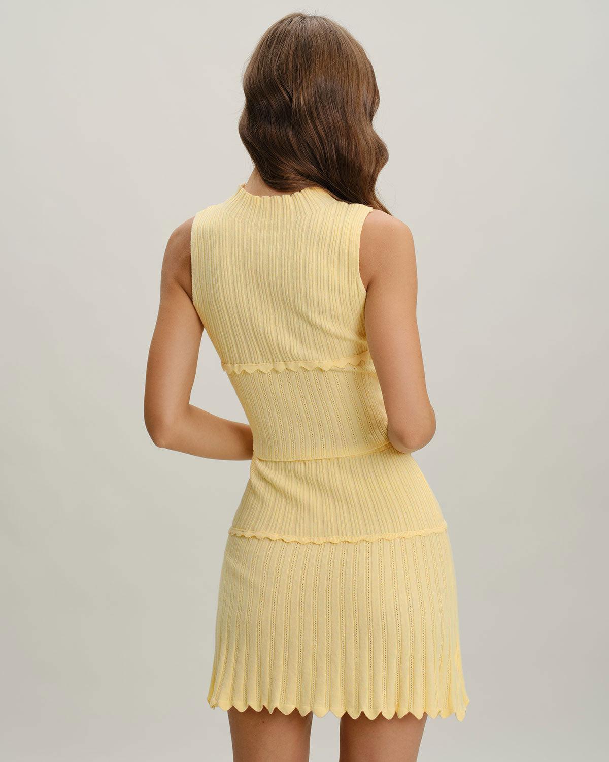 Yellow Elastic Waist Skirt Two-Piece Suit Product Image