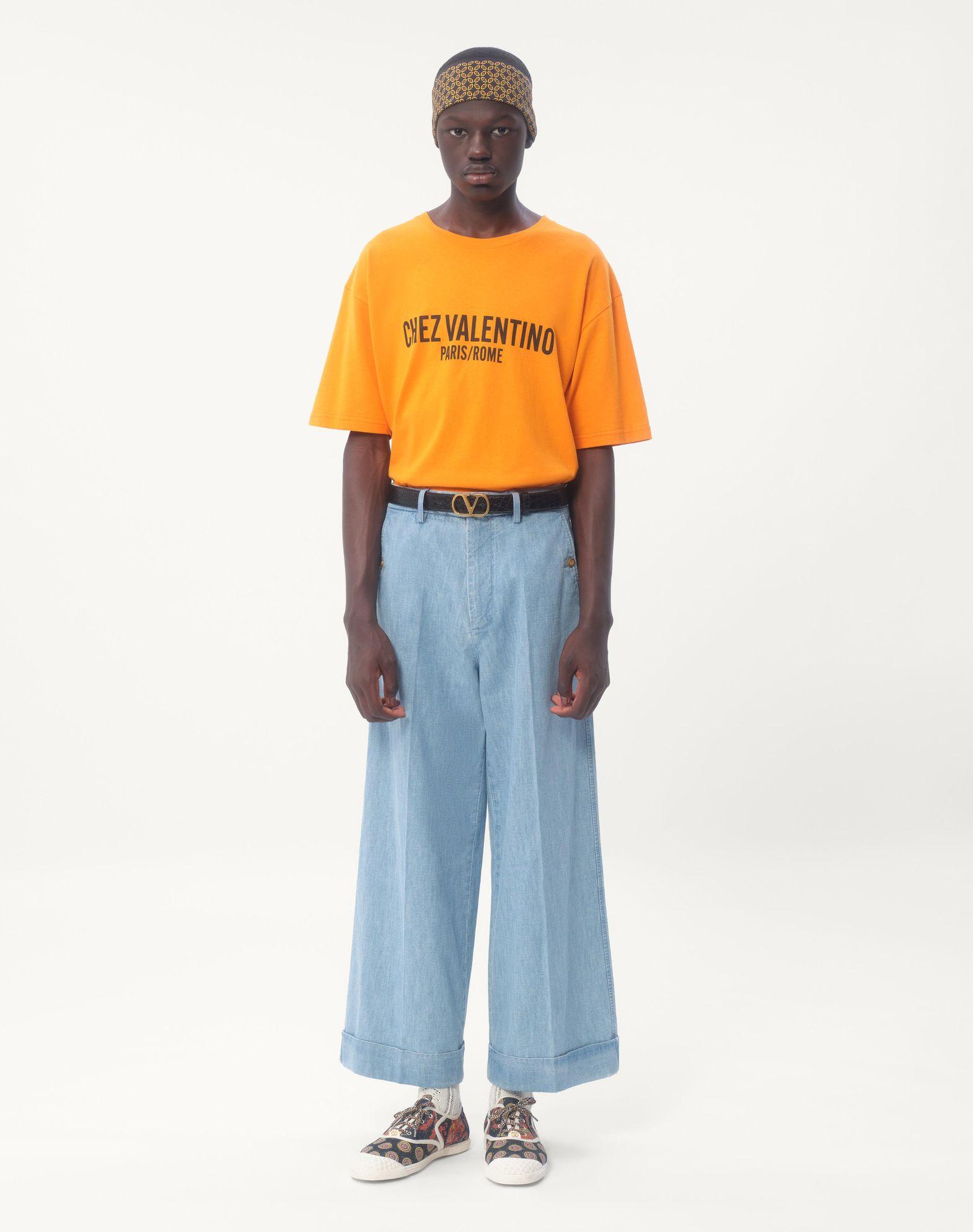 Cotton T-Shirt With Chez Valentino Print Product Image