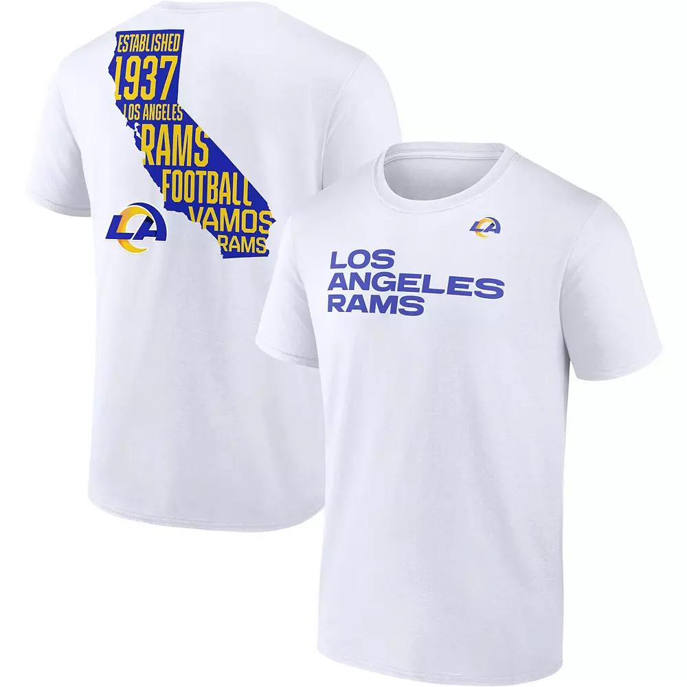 Men's Fanatics White Los Angeles Rams Hot Shot State T-Shirt, Size: XL Product Image