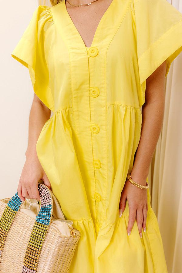 Subtle Charm Button Down Midi Dress in Yellow Product Image