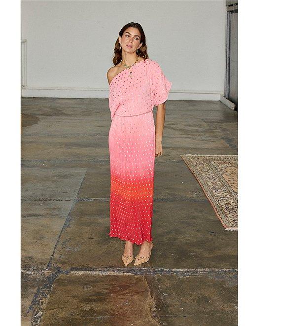 Never Fully Dressed Tilly Off-The-Shoulder Short Sleeve Ombre Maxi Dress Product Image