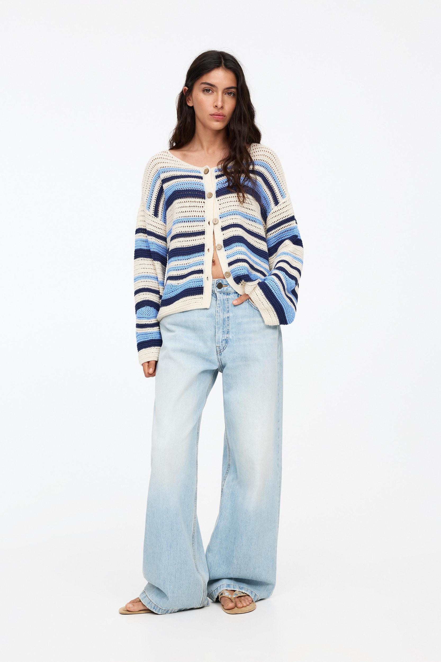 Striped crochet cardigan Product Image