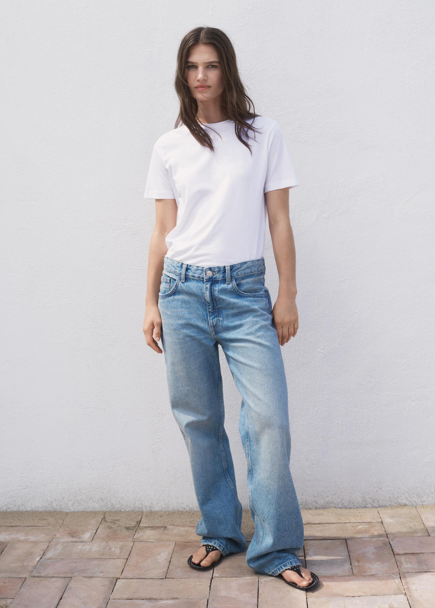 Cotton short-sleeved t-shirt - Women | MANGO USA Product Image