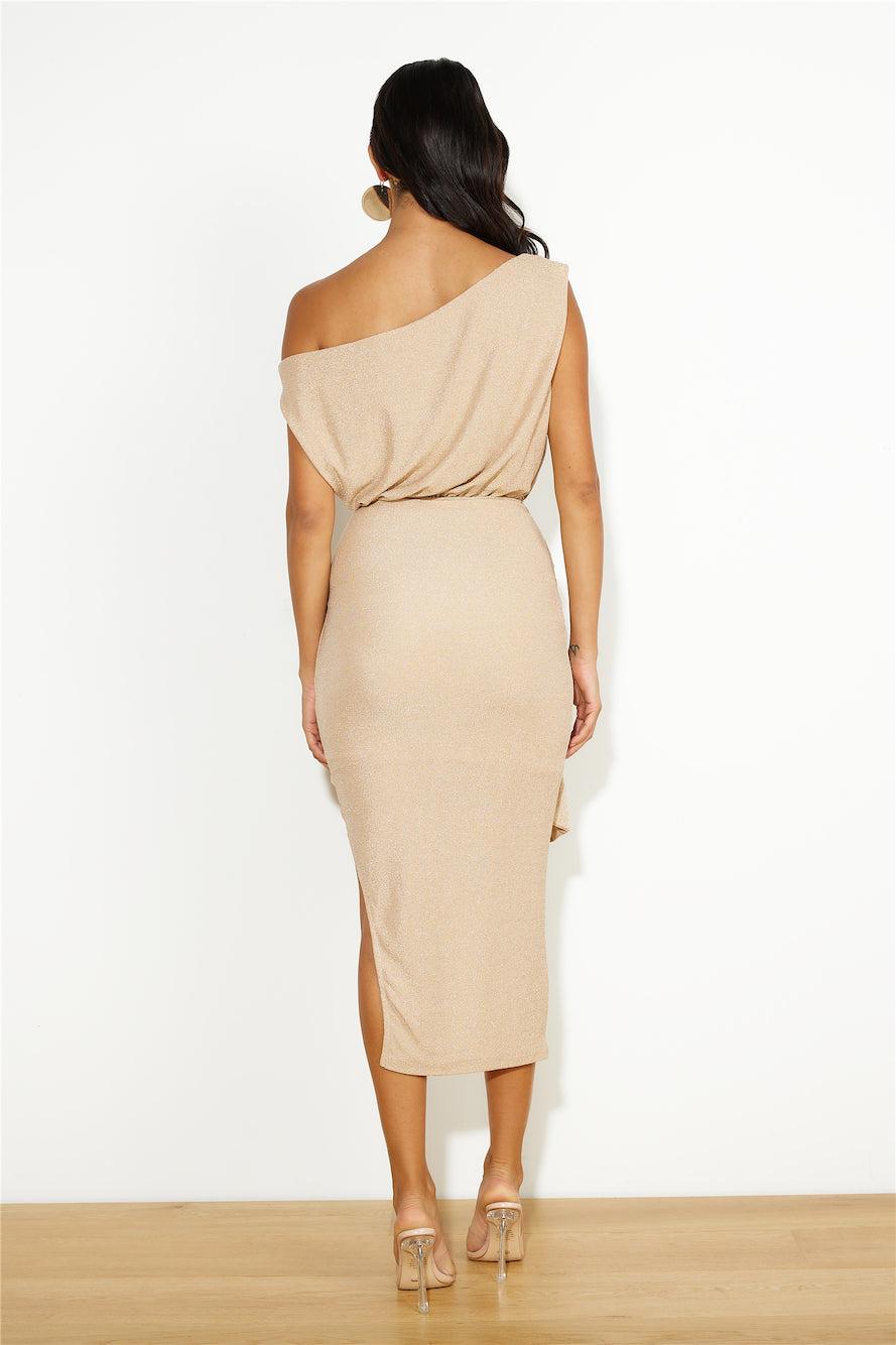 Desired By Me Midi Dress Gold Product Image