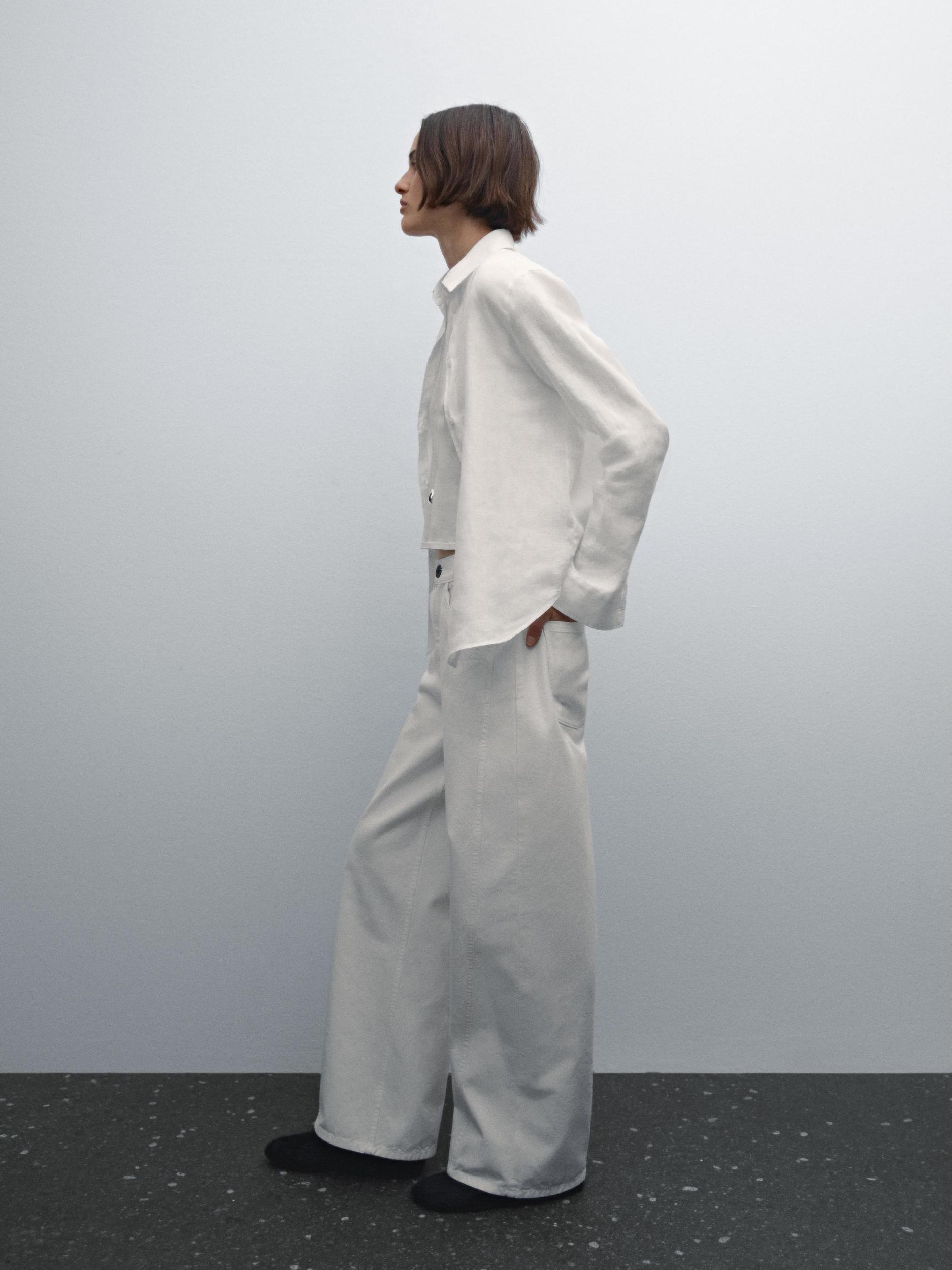 Denim trousers with seam details Product Image