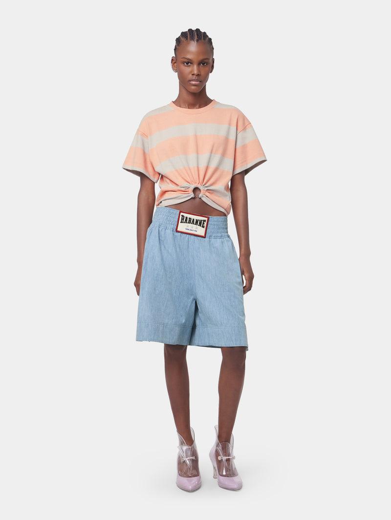 PEACH STRIPED TEE-SHIRT PIERCING IN COTTON JERSEY Product Image