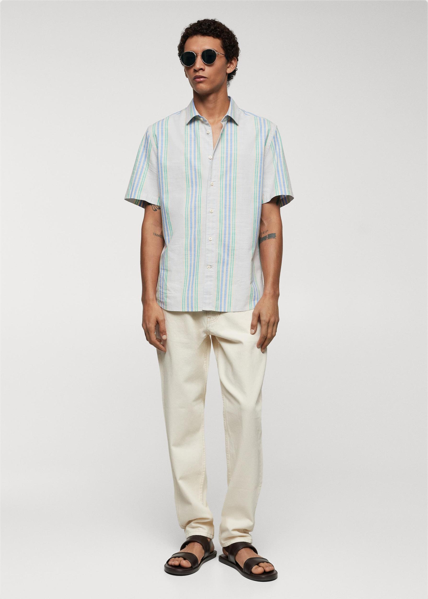 Regular-fit printed cotton shirt - Men | MANGO USA Product Image