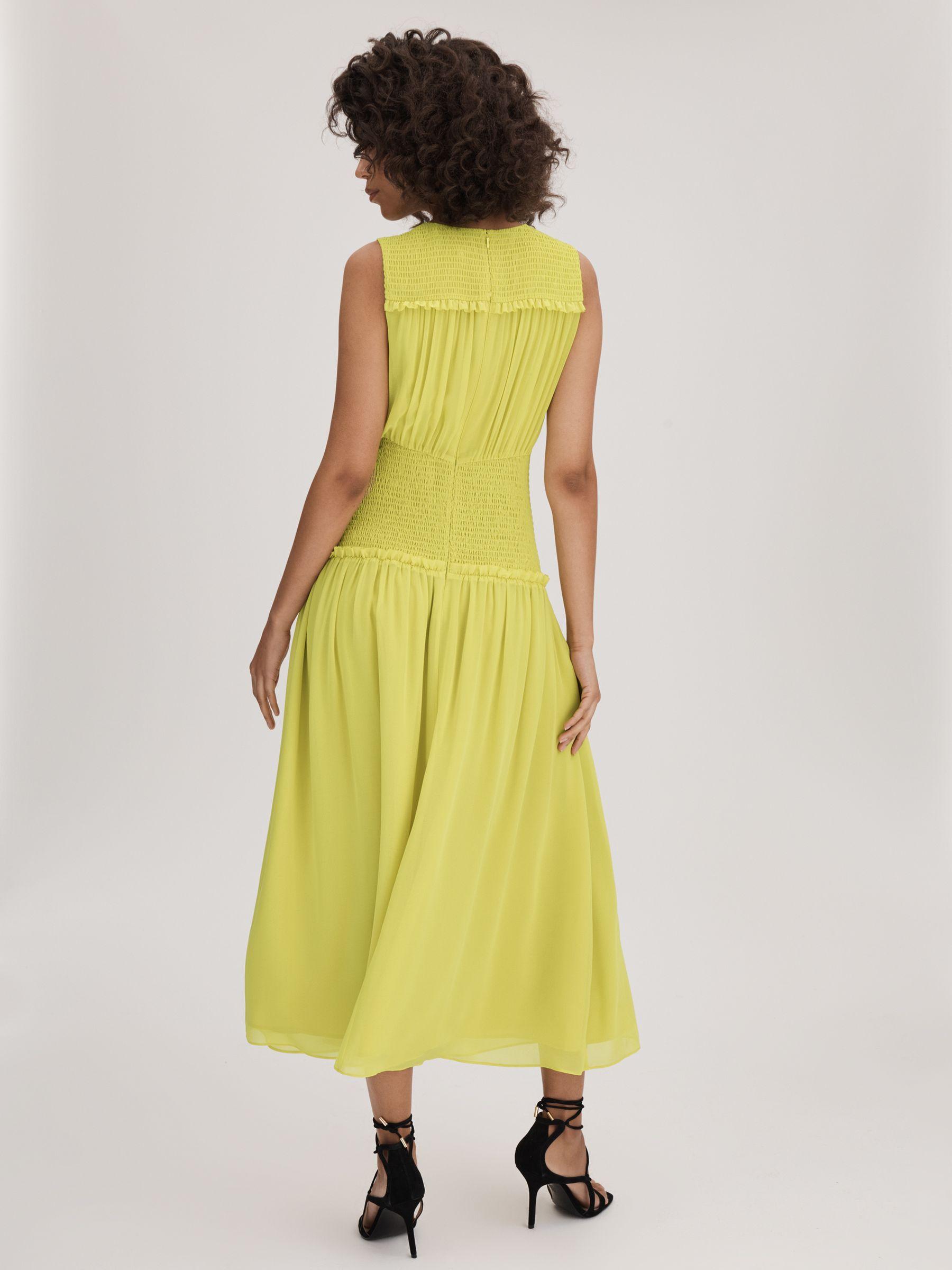 Florere Smocked Waist Midi Dress in Lime Product Image