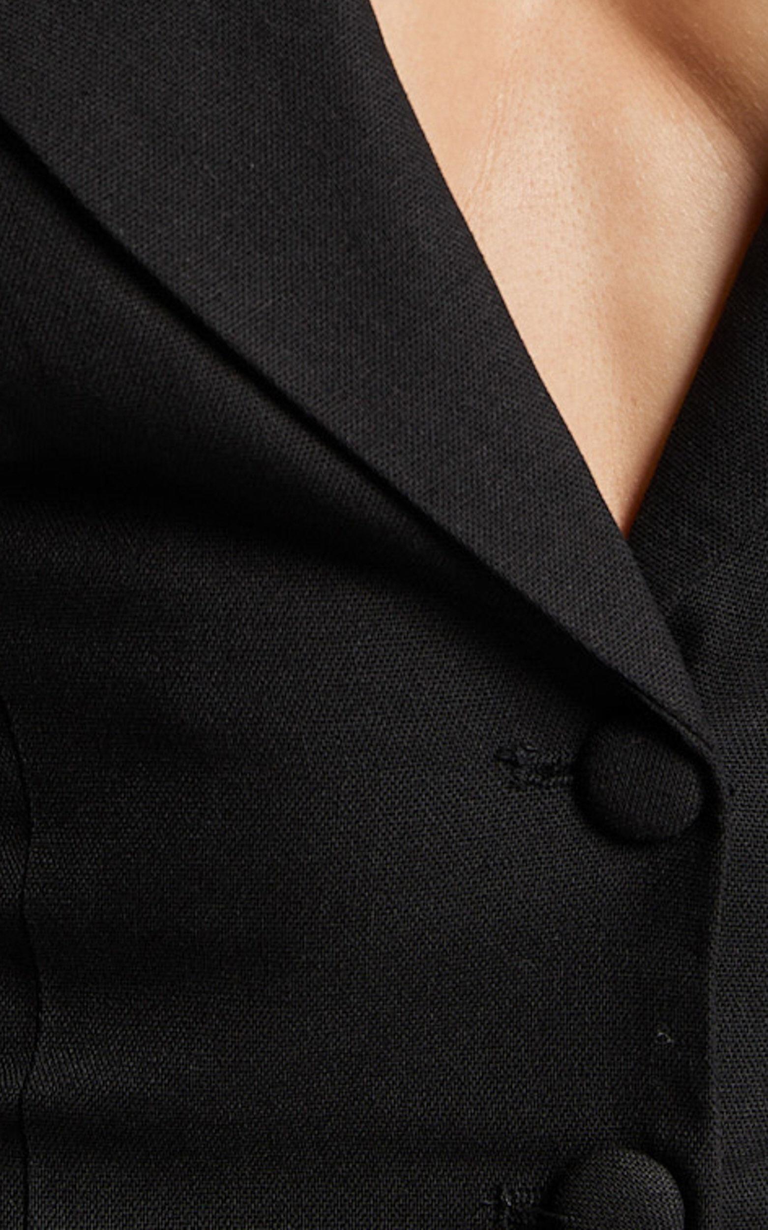 Sammie Mini Dress - Backless Halter Neck Linen Dress in Black Product Image