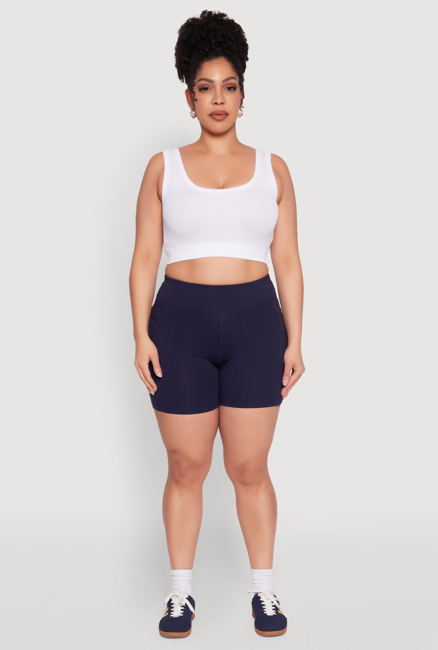 Womens Plus Size Side Pocket Biker Shorts Product Image