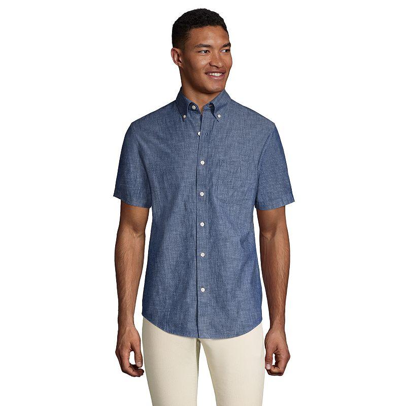 Men's Lands' End Traditional-Fit Chambray Button-Down Shirt,  Product Image
