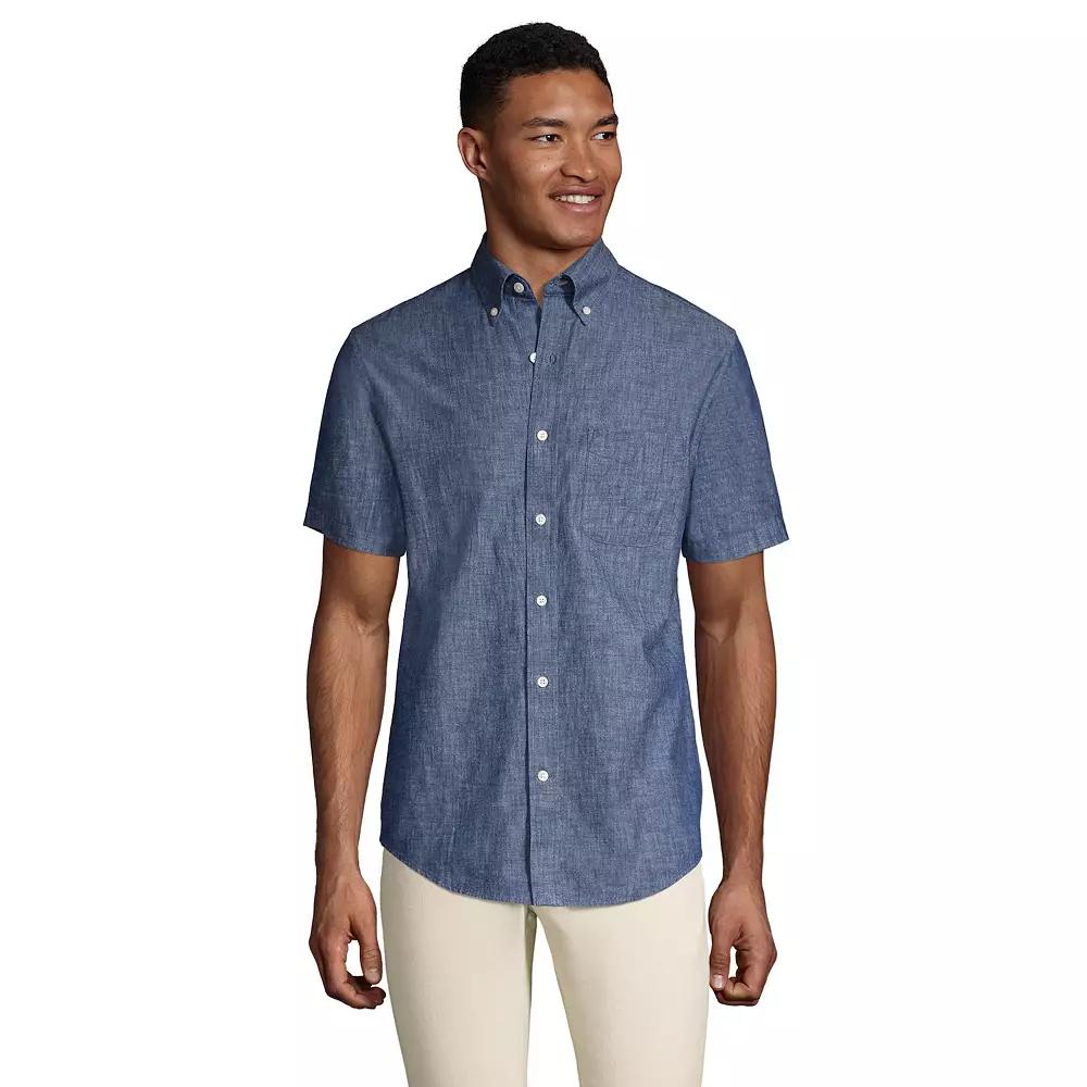 Men's Lands' End Traditional-Fit Chambray Button-Down Shirt,  Product Image