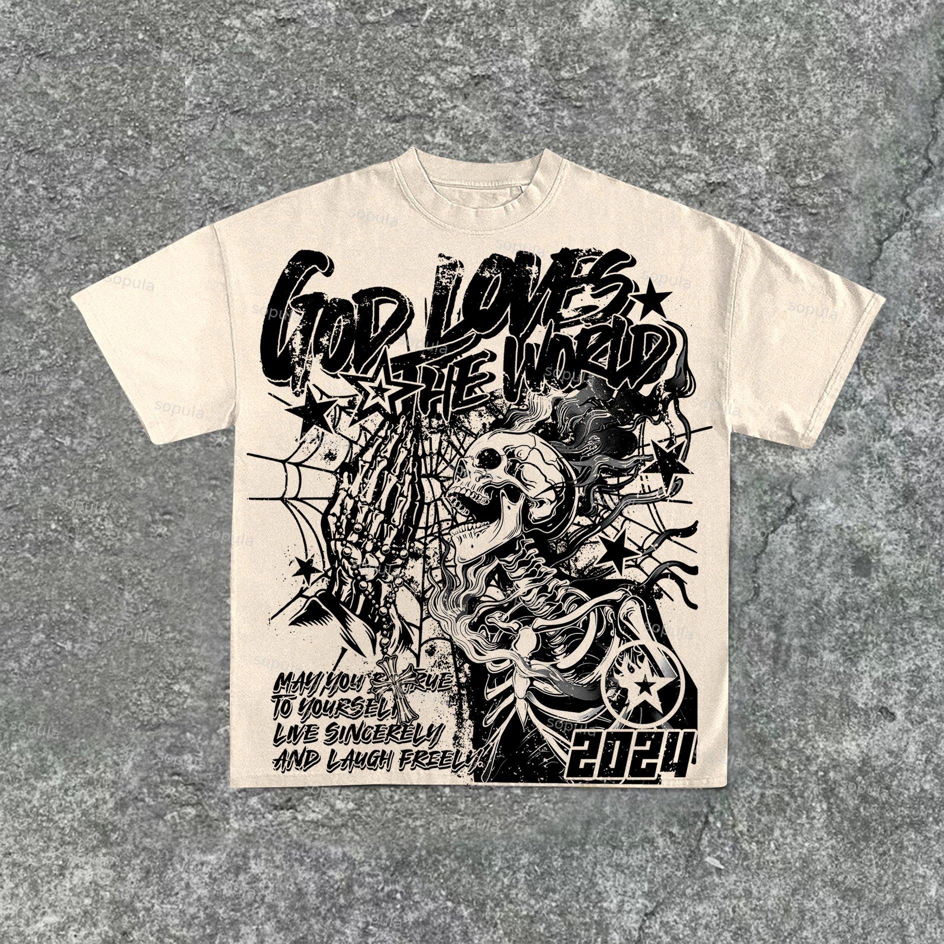 God Loves The World Vintage Graphic Cotton T-Shirt Product Image