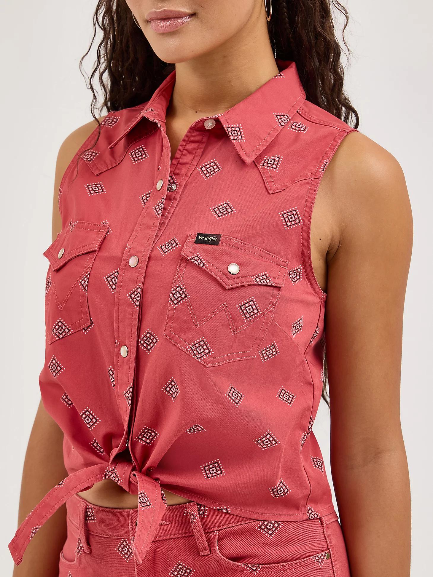 Women's Tie-Front Print Shirt in Diamond Bay Product Image