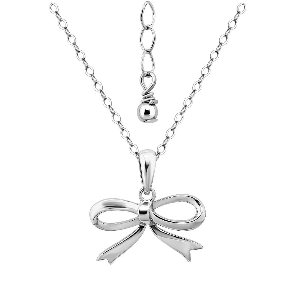 Aleure Precioso 18k Gold over Sterling Silver Bow Pendant Necklace, Womens Product Image