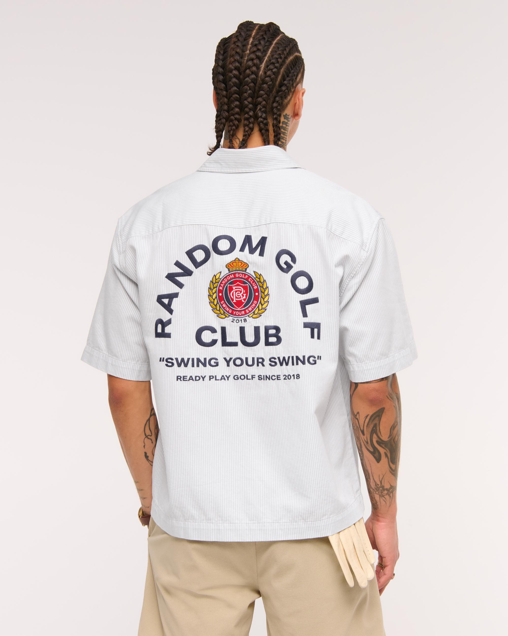 Short-Sleeve Cropped Random Golf Club Button-Up Shirt Product Image