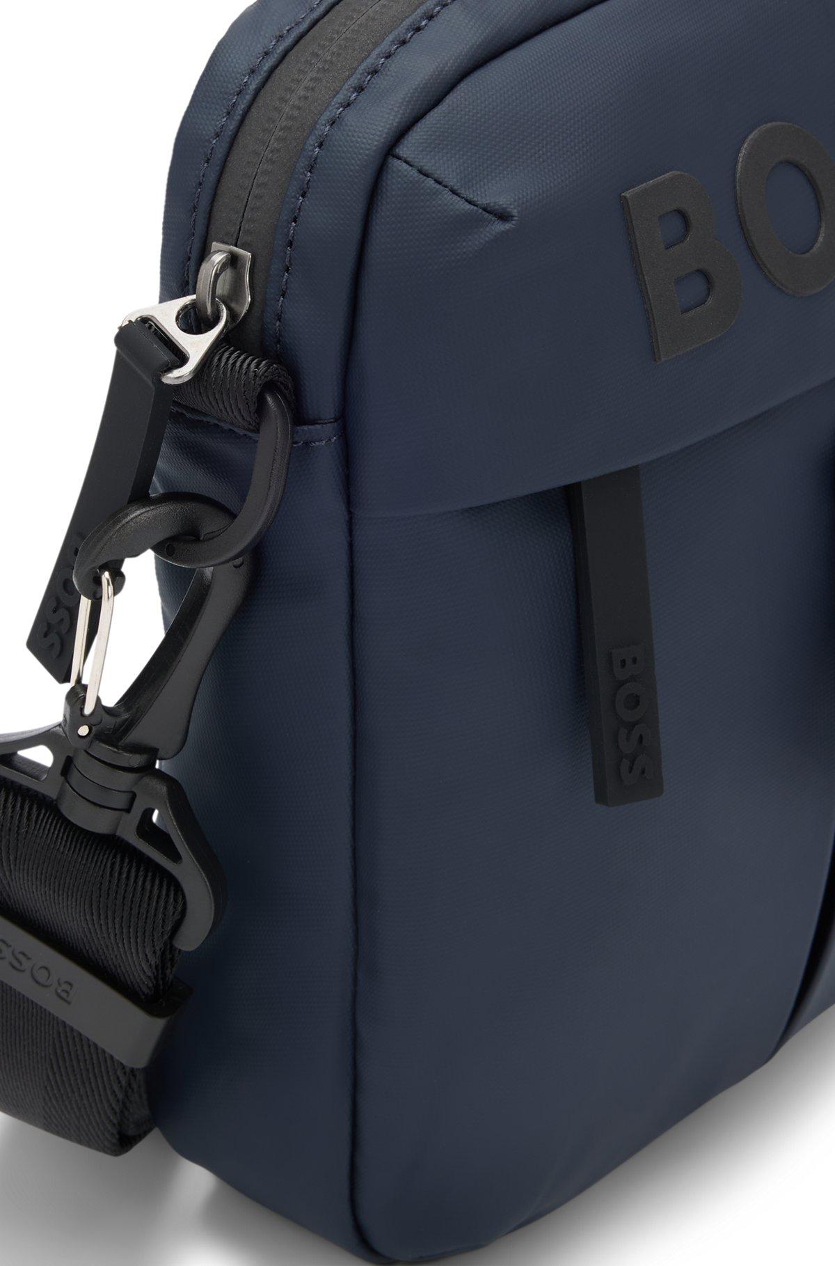 Faux-leather reporter bag with tonal logo Product Image