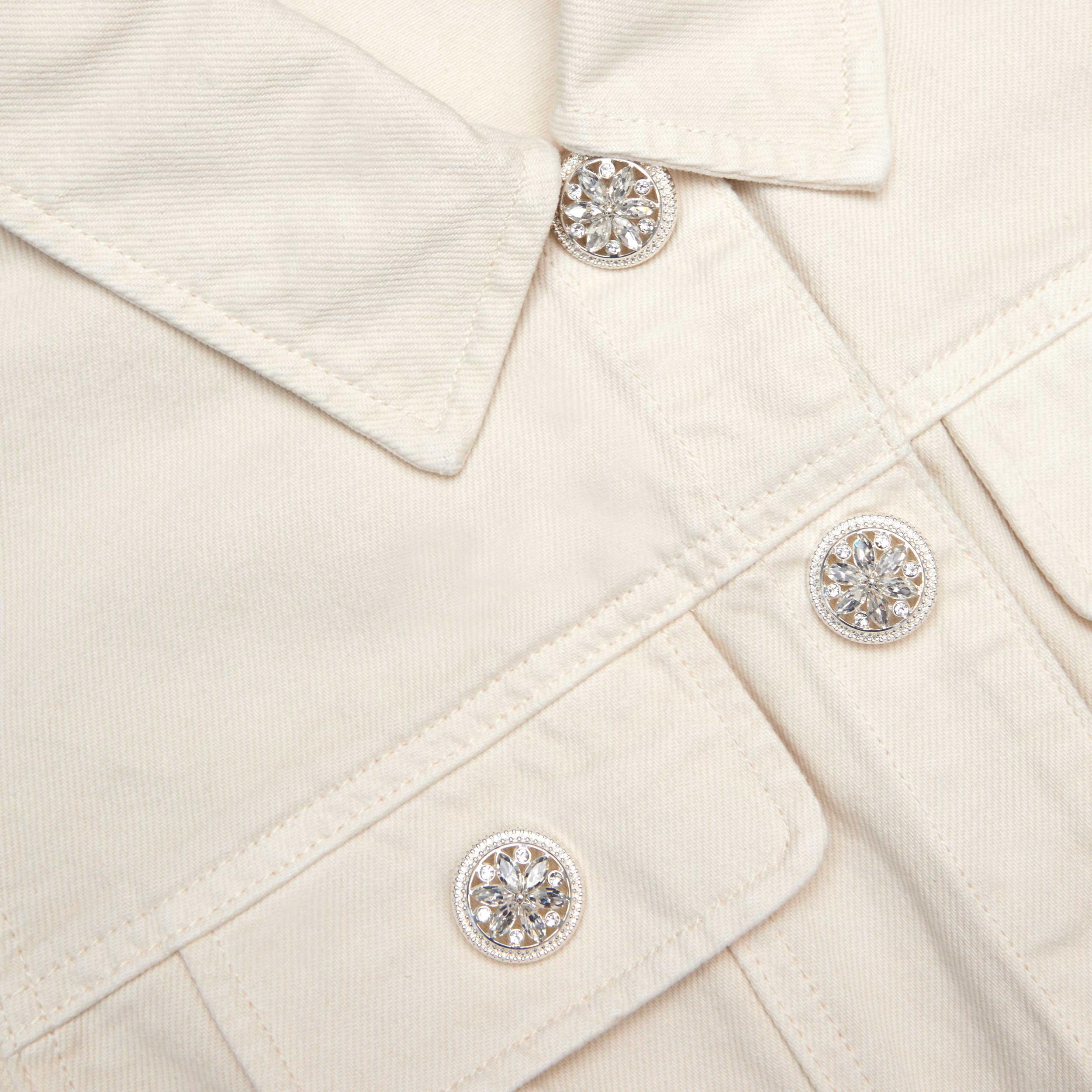 Cream Collared Denim Mini Dress Product Image