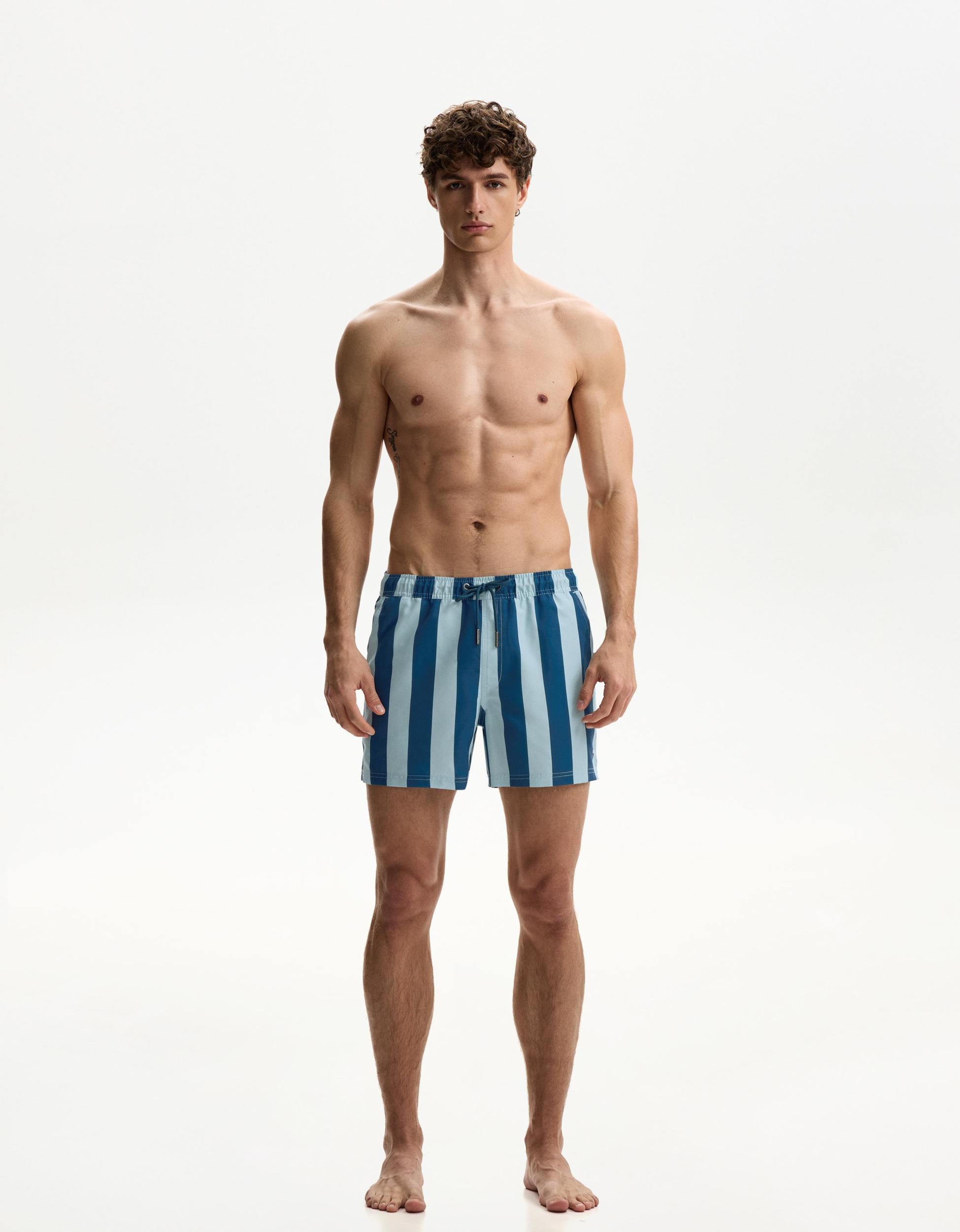 Striped print swimming trunks Product Image