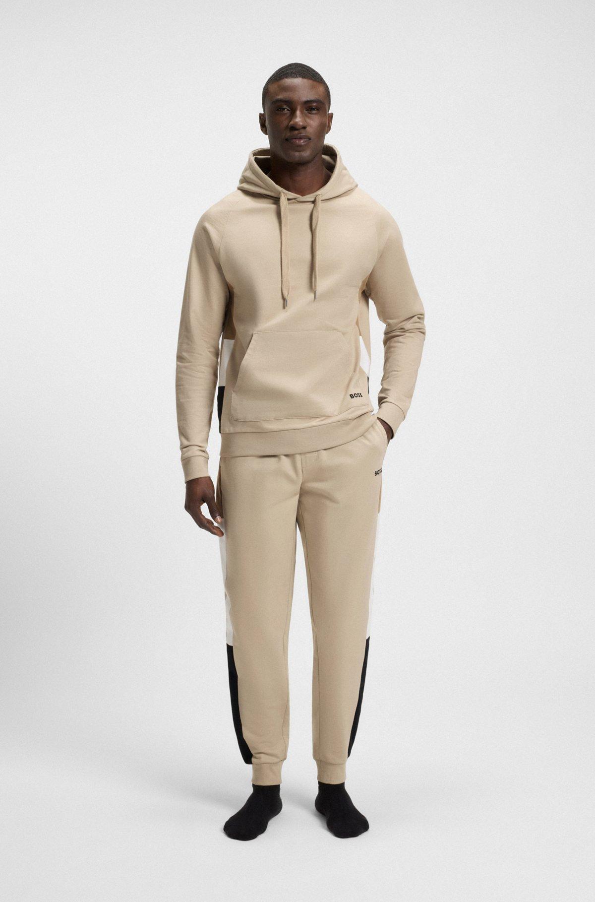 Cotton-terry tracksuit bottoms with contrast side panels Product Image