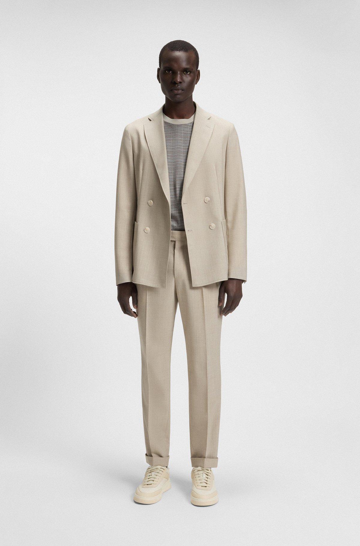 BOSS - Mercerized-cotton T-shirt with grid pattern - White Product Image