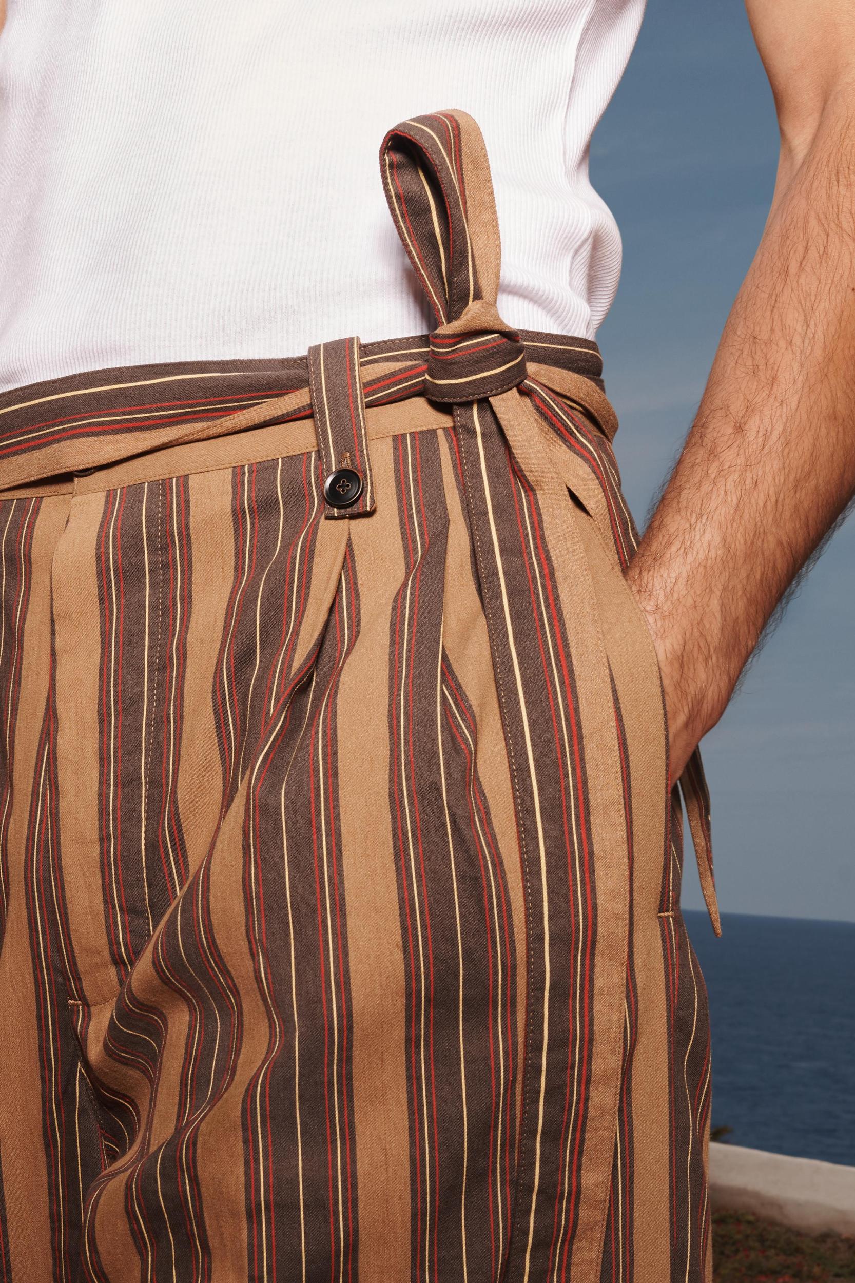 LIMITED EDITION STRIPED BELTED PANTS Product Image