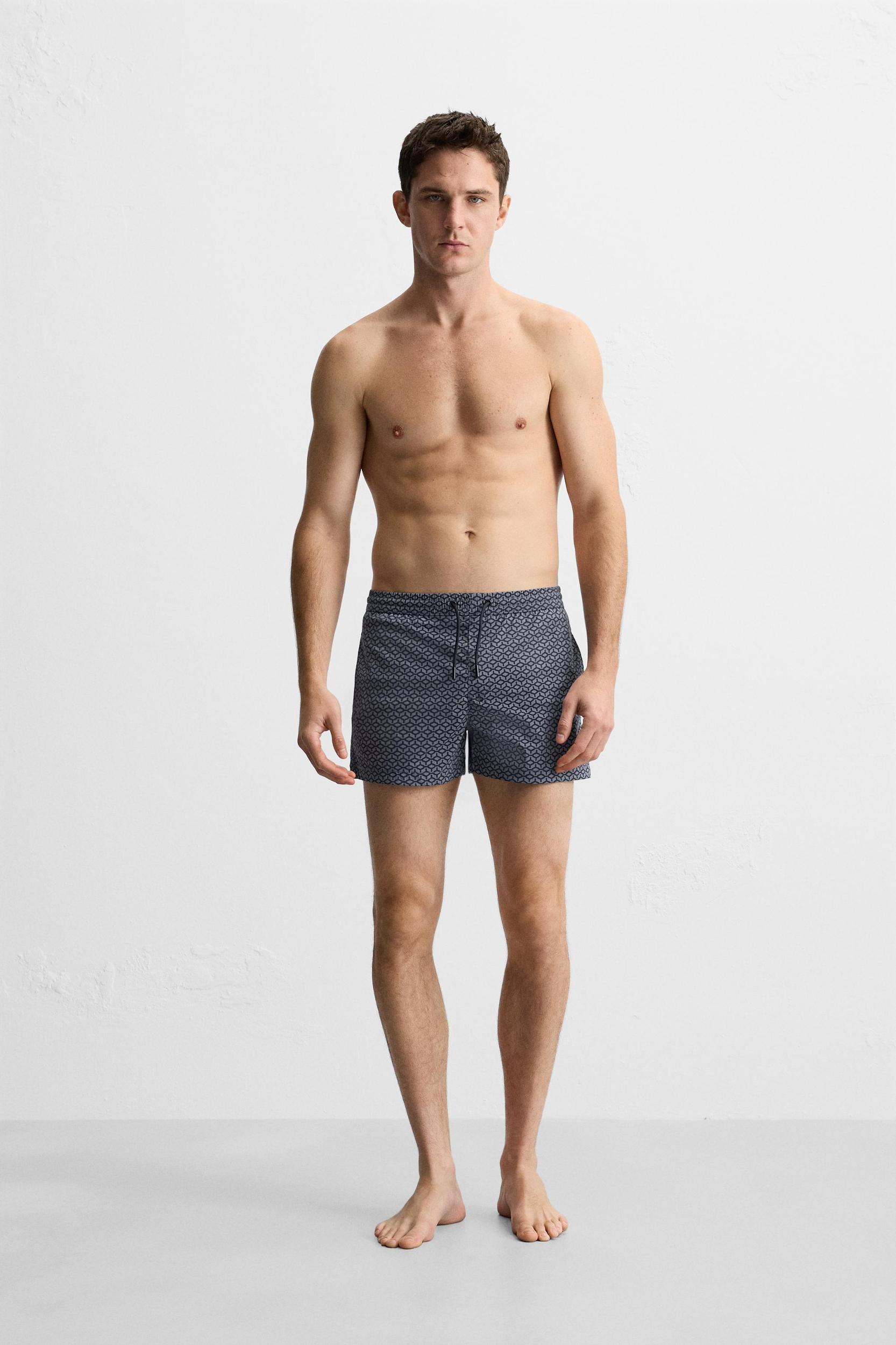 GEOMETRIC PRINT SHORT SWIMMING TRUNKS Product Image