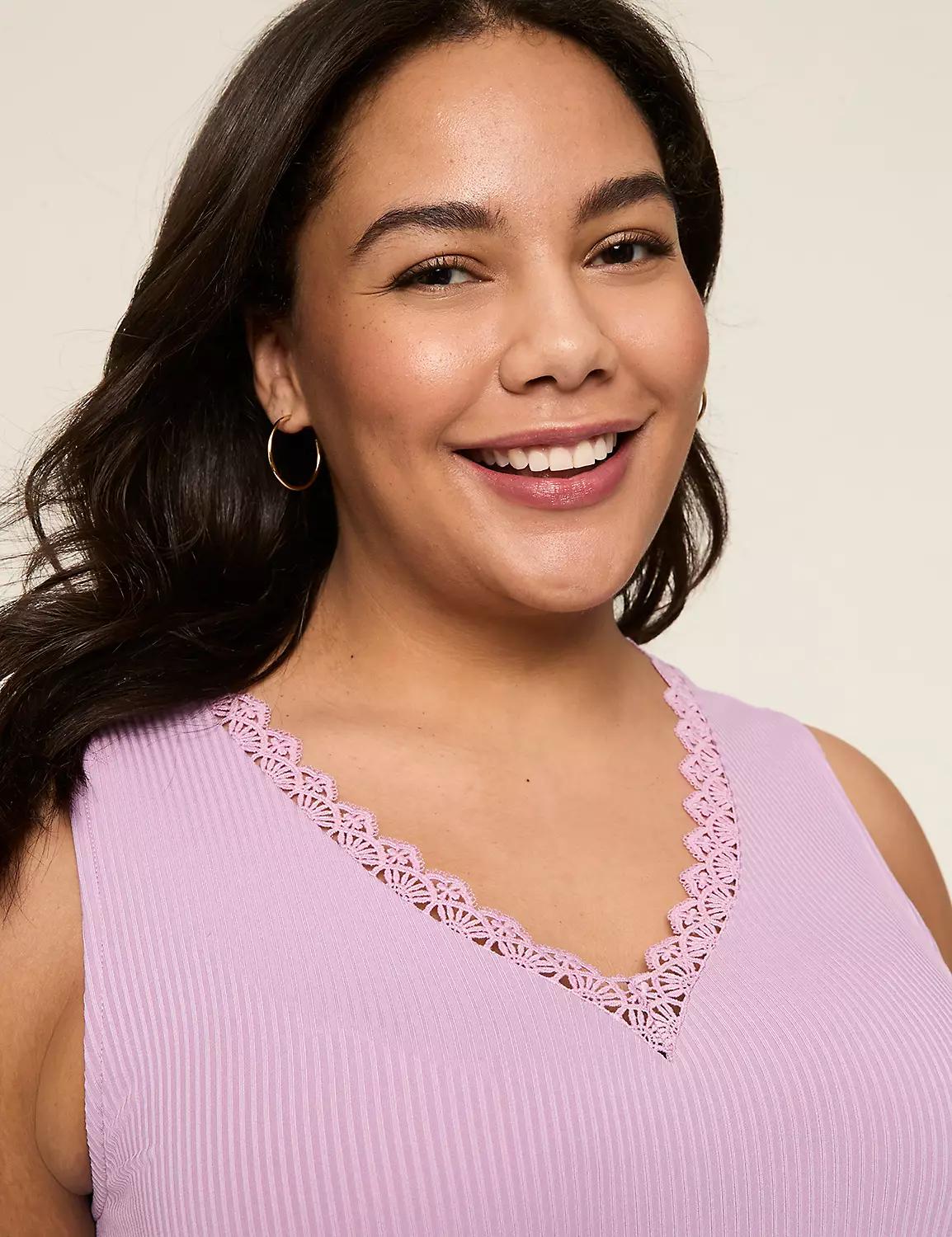 Lace-Trim Ribbed Tank Product Image