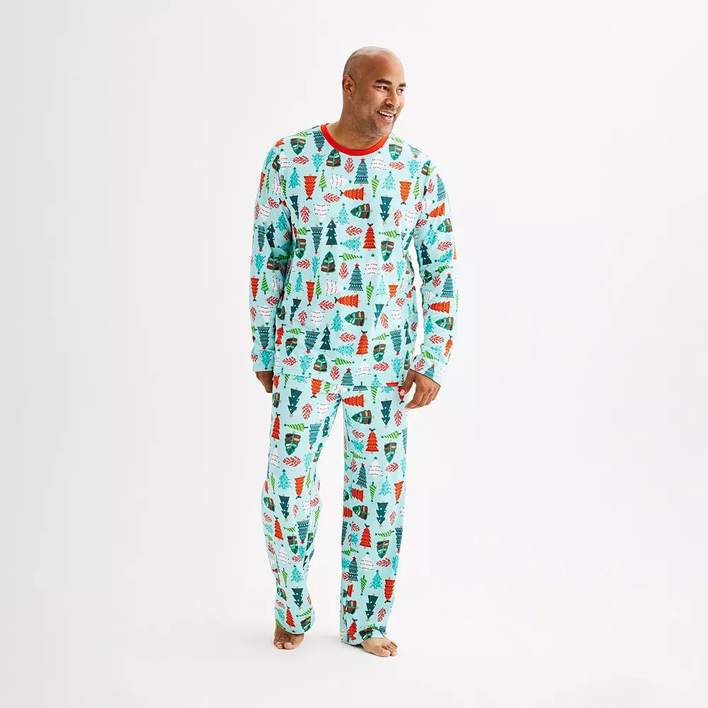 Big & Tall Jammies For Your Families® Trees Pajama Top & Pajama Bottoms Set, Men's, Size: 4XB, Multi Trees Product Image