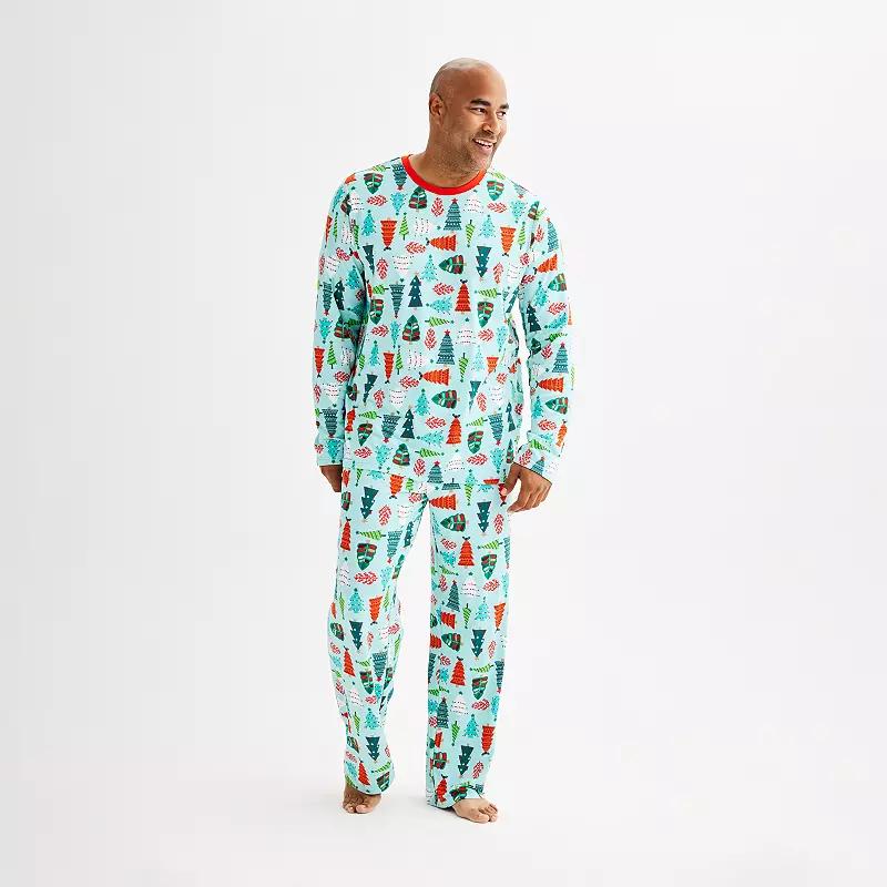 Big & Tall Jammies For Your Families® Trees Pajama Top & Pajama Bottoms Set, Men's, Size: 4XB, Multi Trees Product Image