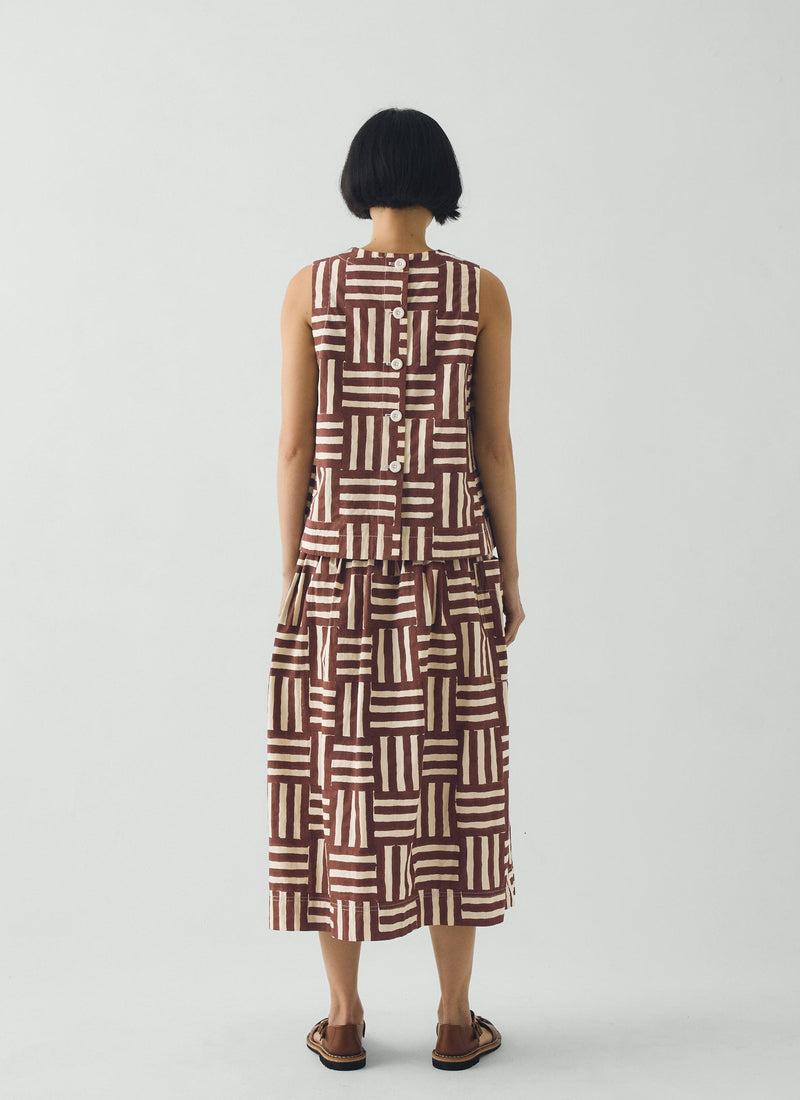 Block Print Patchwork Stripe Wrap Skirt | Sable Product Image