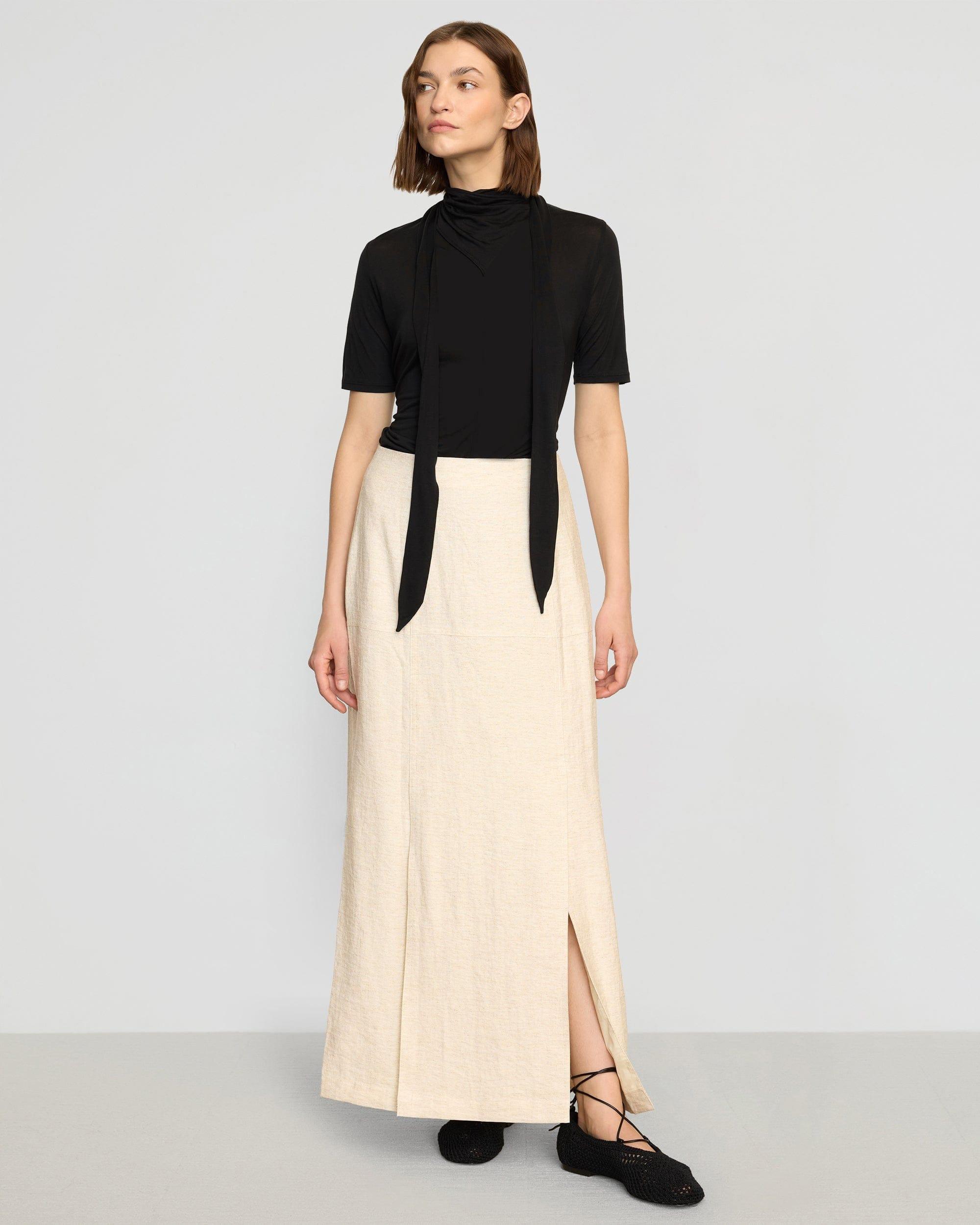 Ranni Front-Vent Linen-Blend Skirt Product Image