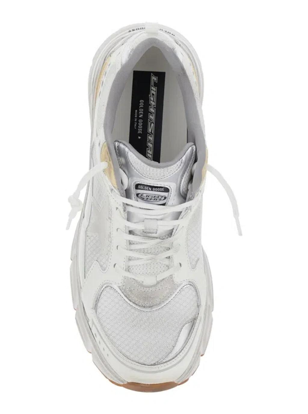 GOLDEN GOOSE Lightstar Leather Net And Suede Upper Sneakers With Tpu Star Net Heel In White Product Image