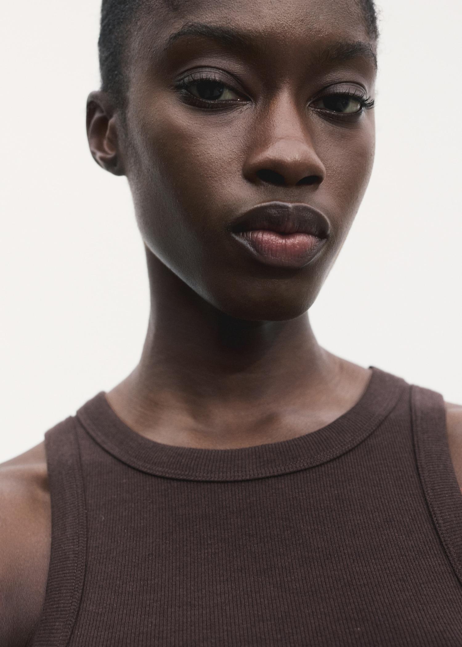 Ribbed cotton-blend top - Women | MANGO USA Product Image