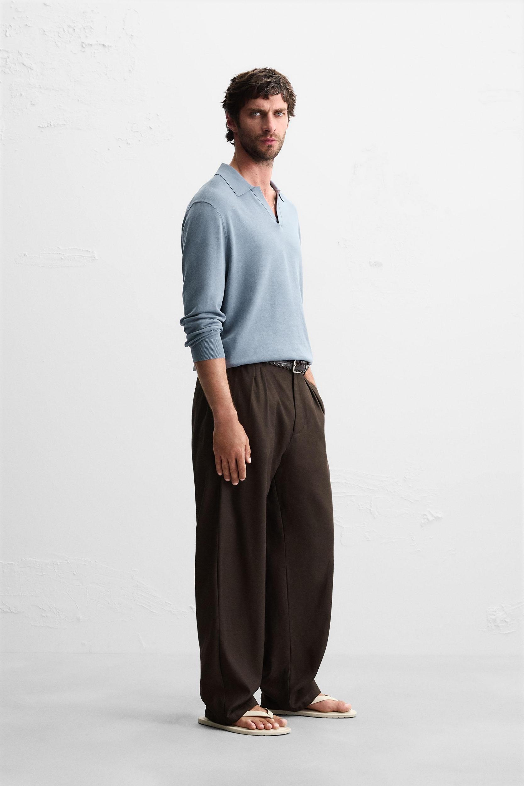 COTTON BLEND KNIT POLO SHIRT Product Image