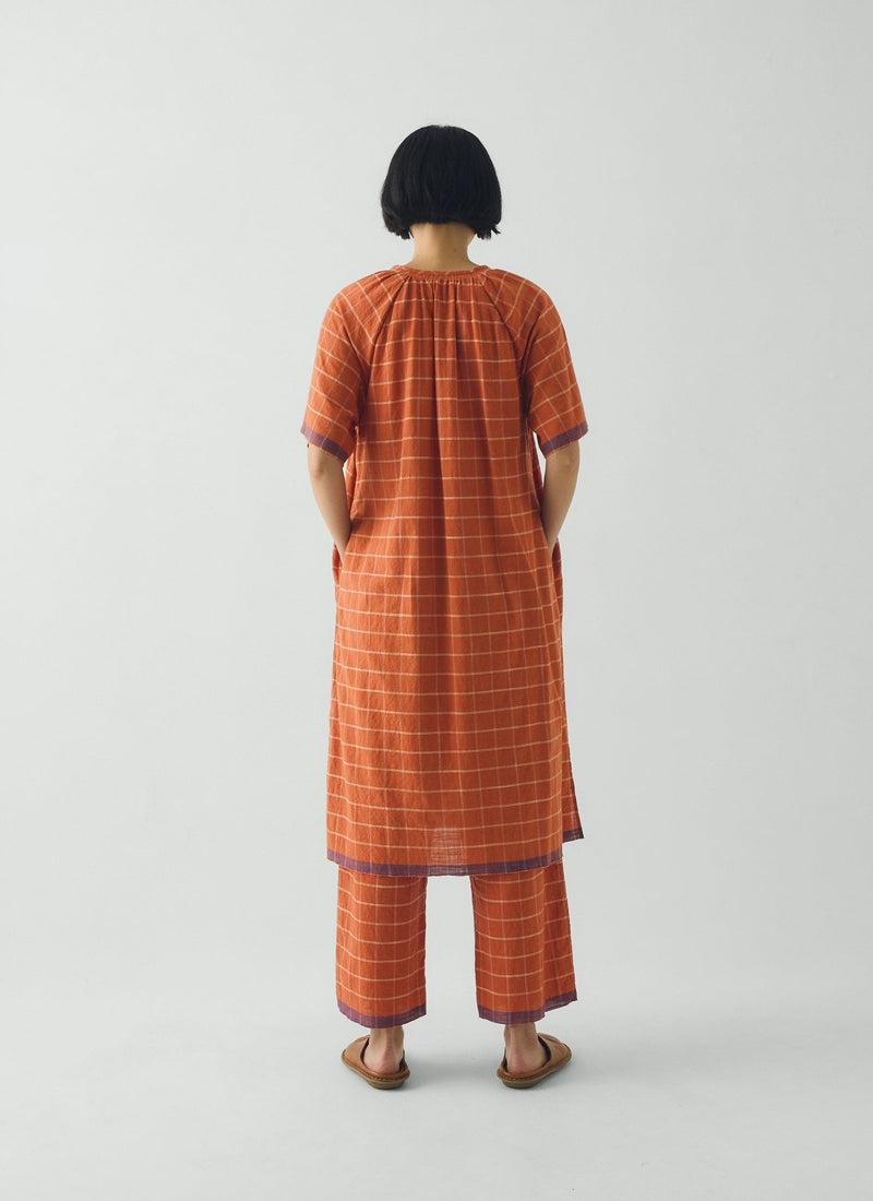 Bistrot Check Cotton Kaftan | Papaya Product Image