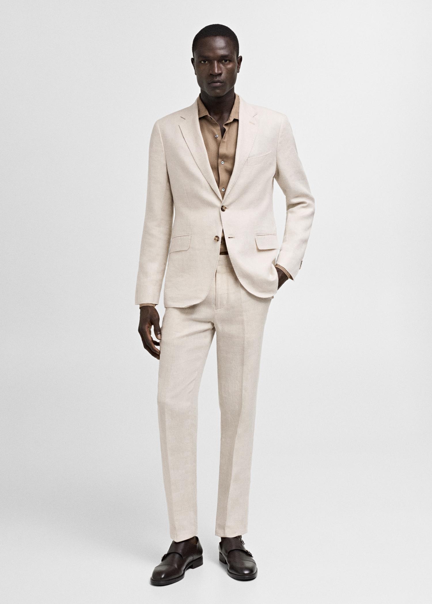 100% linen slim-fit suit pants - Men | MANGO USA Product Image