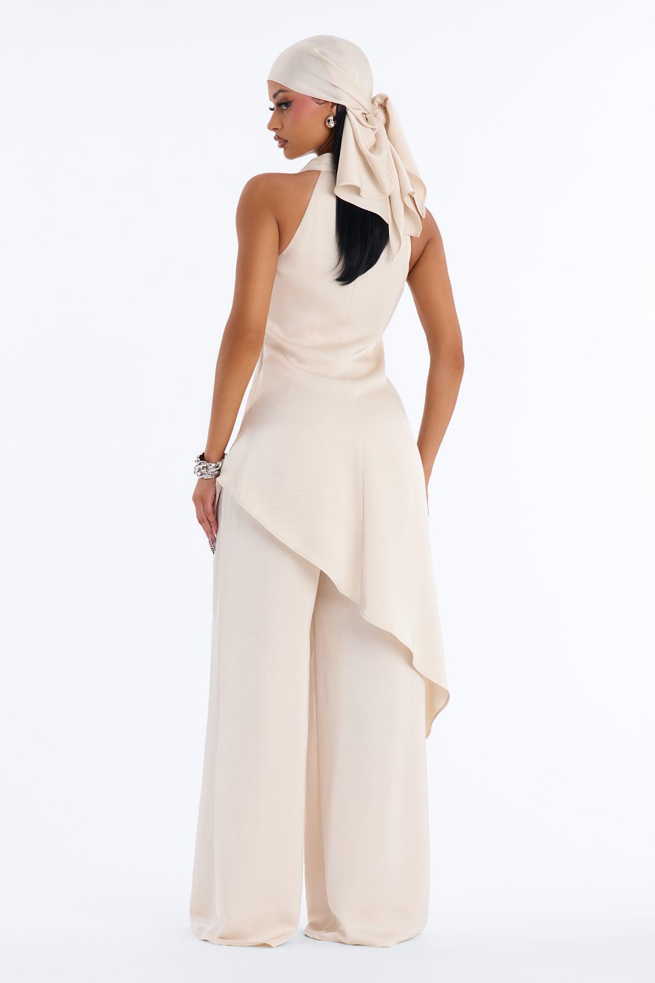 Kalina Cowlneck 2 Piece Jumpsuit Set - Champagne Female Product Image