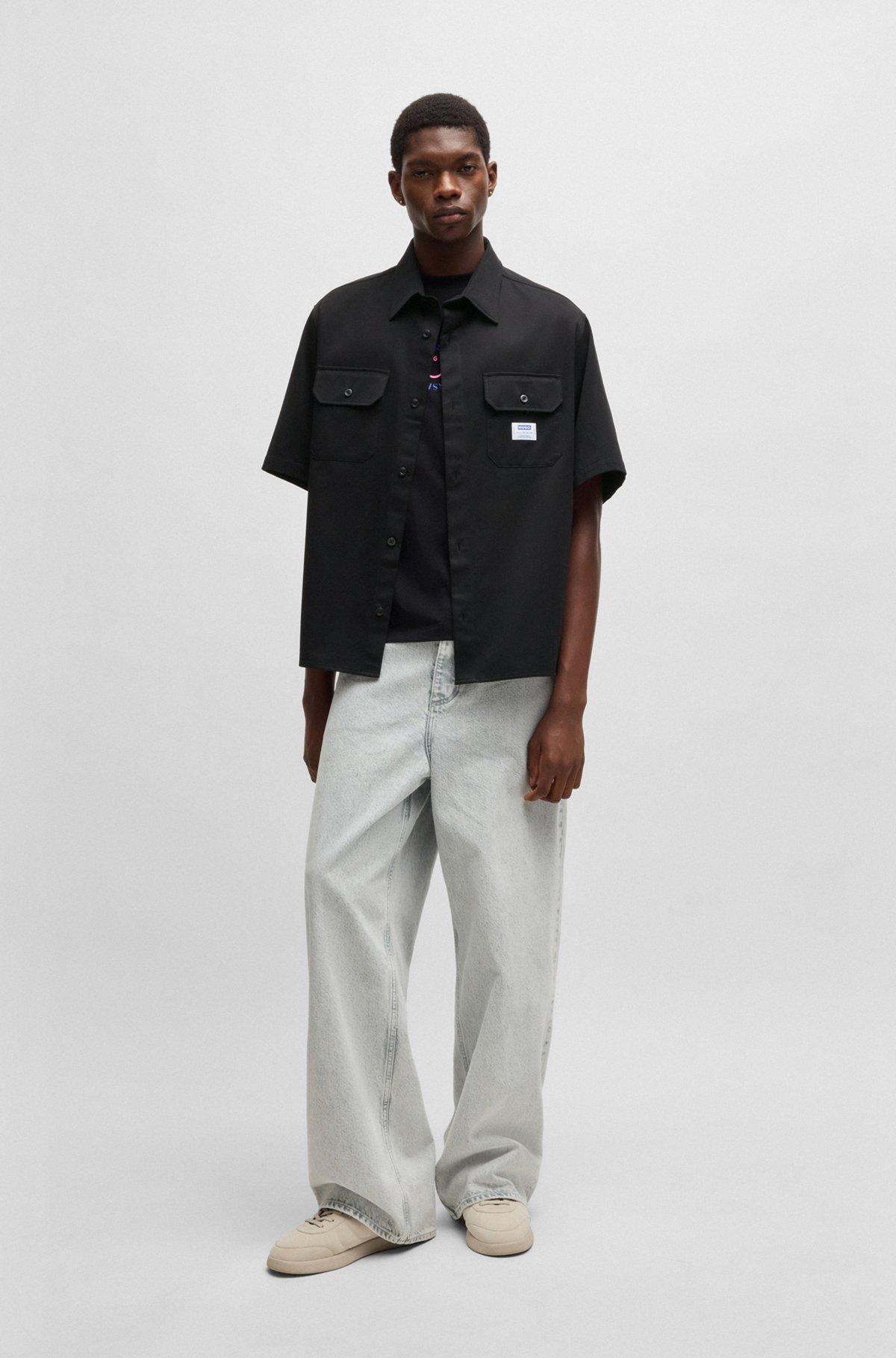 Oversized-fit shirt in cotton twill with zip closure Product Image
