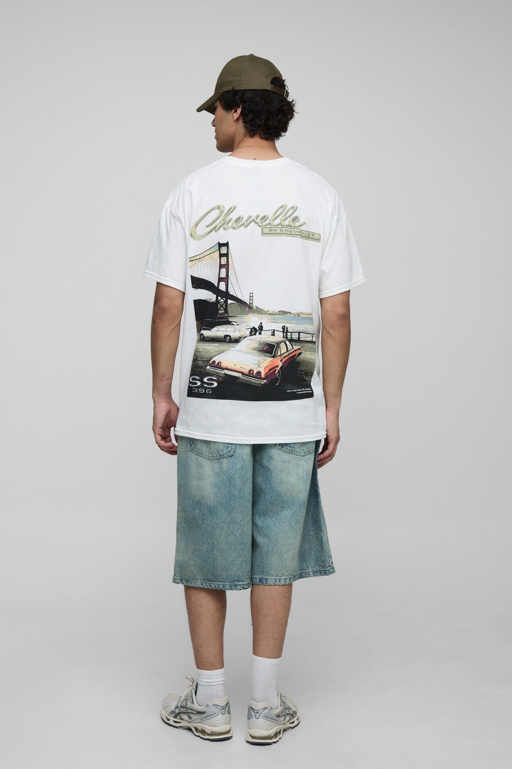 White Oversized Chevrolet Chevelle License Printed T-Shirt | boohooMAN USA Product Image